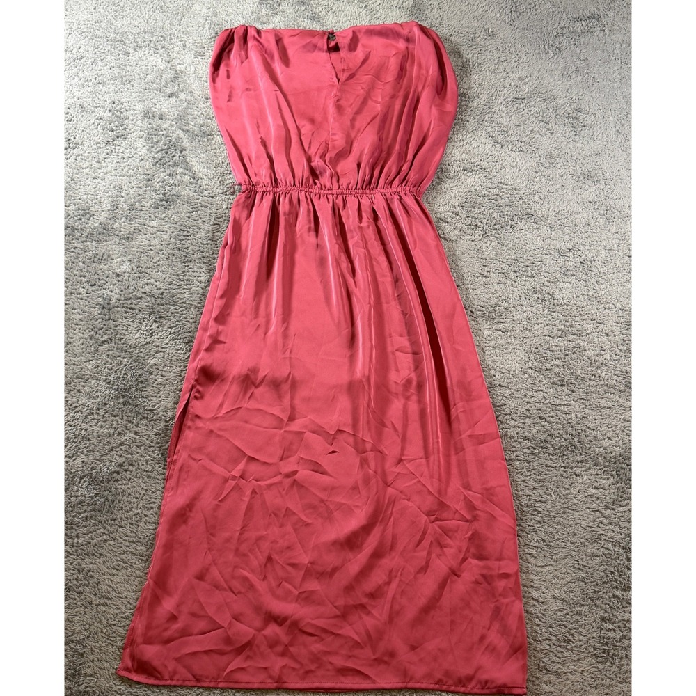 Karlie Satin Sleeveless Maxi Dress Pink Strapless Elastic Waist Belted New Tag